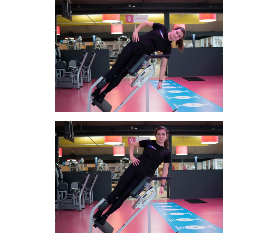 Uitvoering side crunch op hyper extension