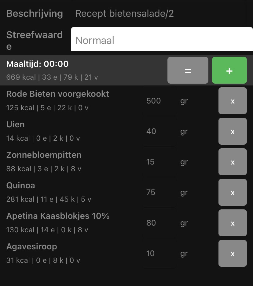 Voedingswaarde recept rode bietensalade